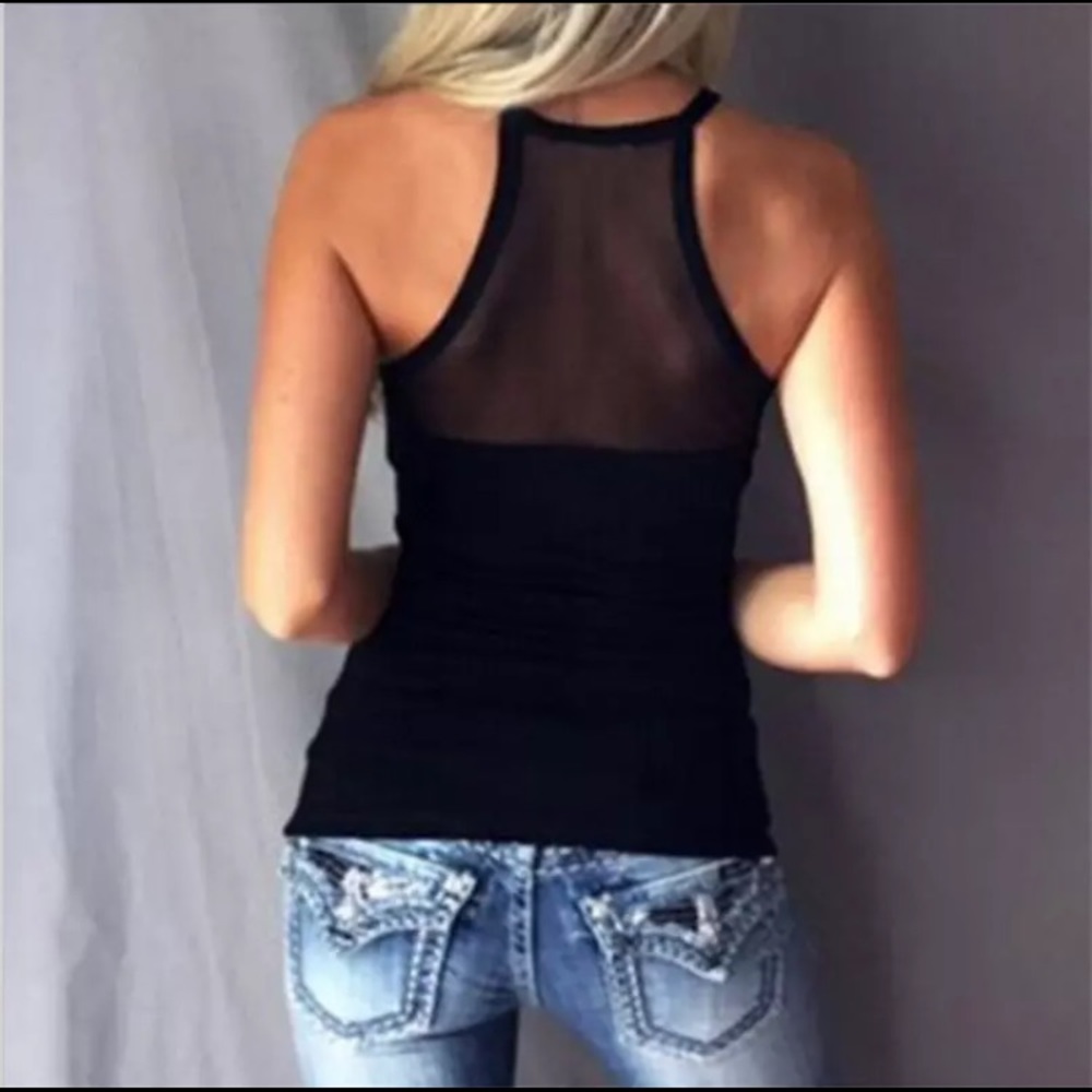New! Sexy Black Mesh Top - Picture 3 of 7